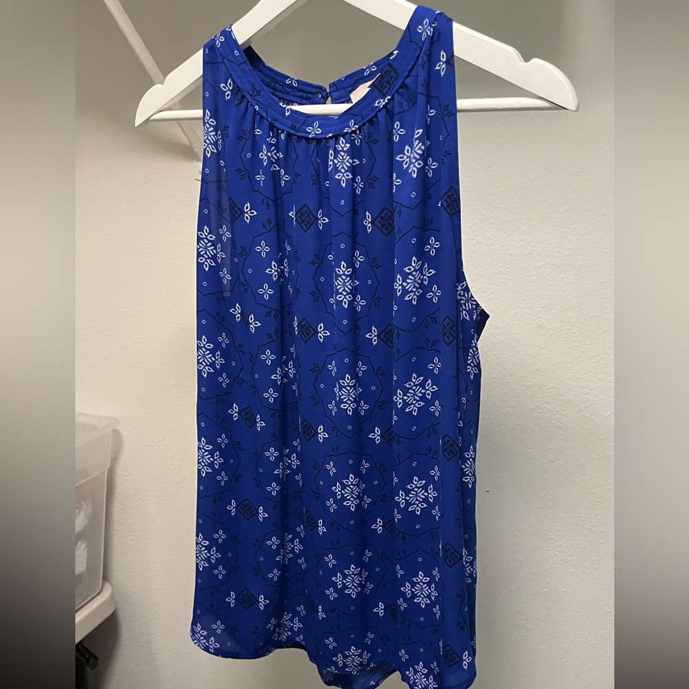 LOFT dark blue sleeveless blouse, size small